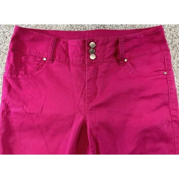 D. Jean Womens Pink Crop Jeans High Waist 3 Buttons Pants *MINT* Size 12 - Picture 4 of 7